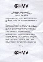 The letter which was handed out by HMV for the lucky few!