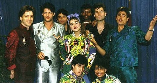Bill Lanphier (in black) with Madonna and the Virgin Tour band and dancers